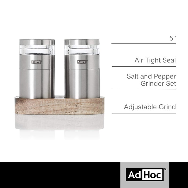 AdHoc Menage Molto Salt and Pepper Mill Gift Set - Salt & Pepper Grinder - Manual Grinder for Kitchens - Mill with Adjustable Grinds from Fine to Coarse - Image 2